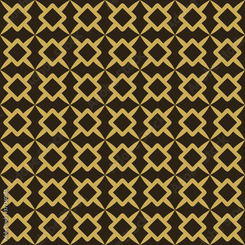 Gold ornament on black background, simple geometric seamless pattern, background wallpaper, texture
