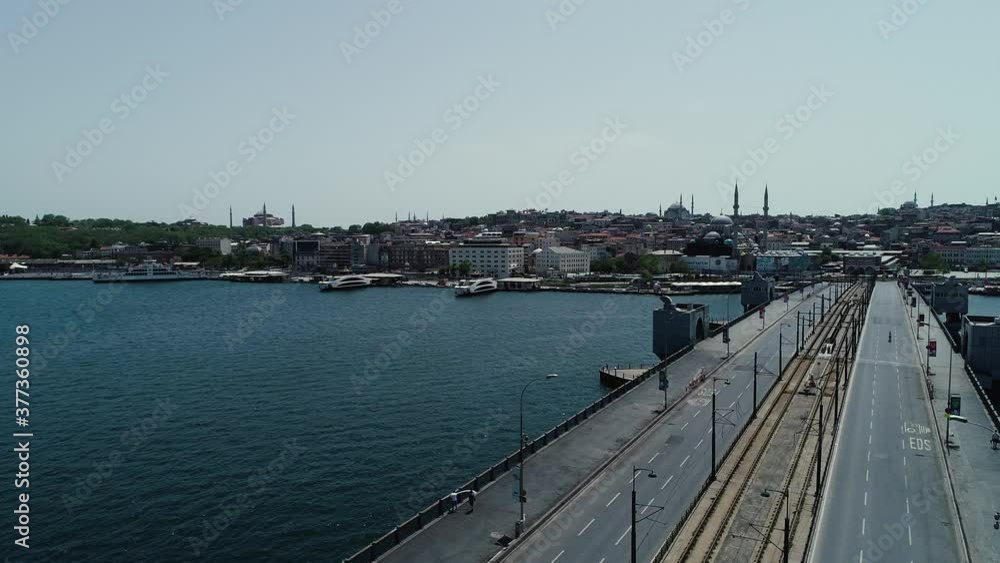 Empty bridge in Karakoy, Halic, Istanbul city, Turkey, during Covid-19 Coronavirus outbreak
Empty bridge in Karakoy, Halic, Istanbul city, Turkey, during Covid-19 Coronavirus outbreak