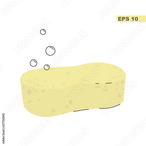 Vector illustration of a yellow sponge isolated on a white background. Simple flat style, colored.