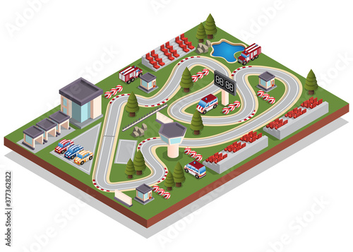 Race track. Isometric. Isolated on white background. Vector illustration.