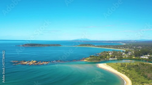 Panoramic aerial view of Broulee Island at Broulee near Bateman’s Bay on the New South Wales South Coast, Australia  photo