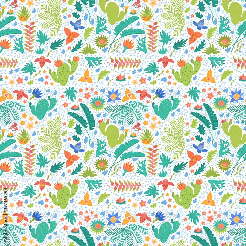 Obraz premium botanical seamless pattern on white