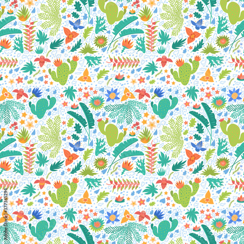 botanical seamless pattern on white
