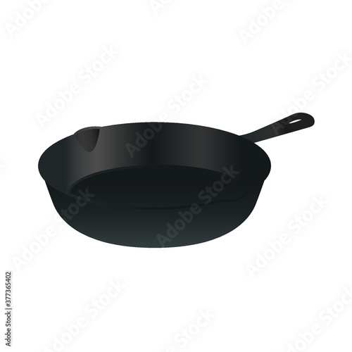 Cast Iron Skillet, Pan Icon, Cooking Pan, Vector Illustration Background