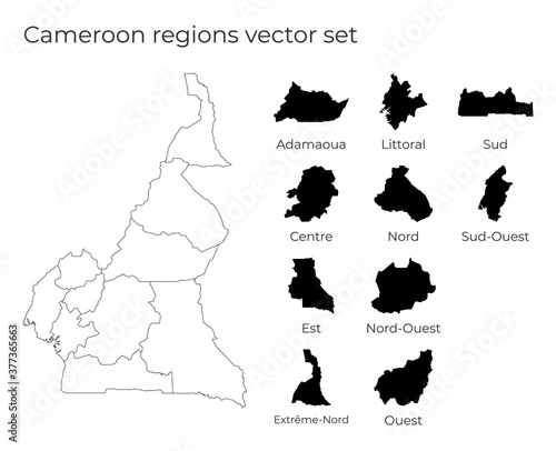 Cameroon map with shapes of regions. Blank vector map of the country with regions. Borders of the country for your infographic. Vector illustration.