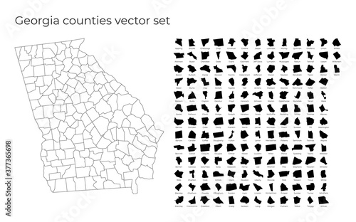 Georgia map with shapes of regions. Blank vector map of the Us State with counties. Borders of the us state for your infographic. Vector illustration.