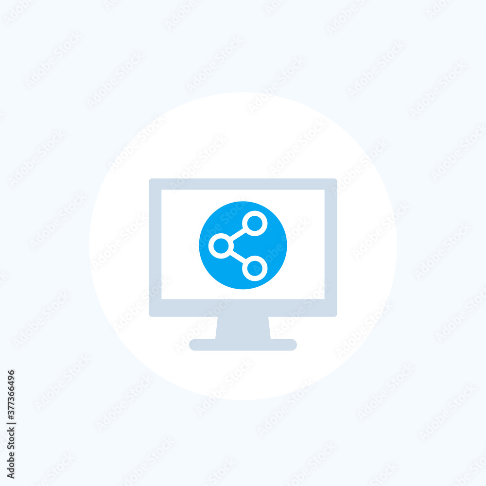 Shared screen, display vector icon on white Shared screen, display vector icon on white