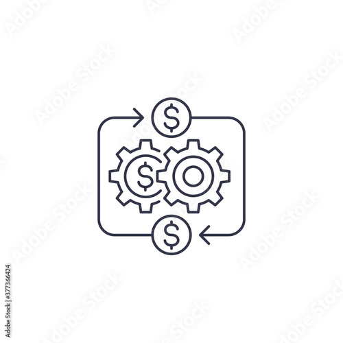 costs optimization, production efficiency icon, linear on white