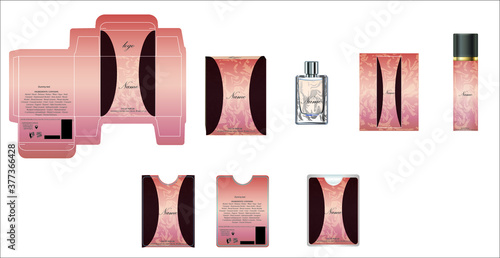Packaging design, perfume luxury box design template and mock up box. Illustration vector.
