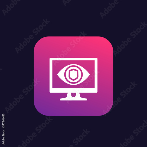 Parental control icon, eye on screen