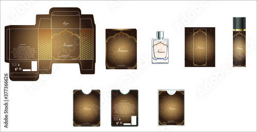 Packaging design, perfume luxury box design template and mock up box. Illustration vector.