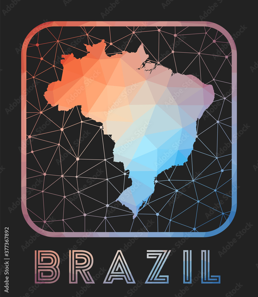 Brazil map design. Vector low poly map of the country. Brazil icon in ...