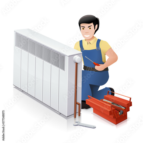 Réparation d'un radiateur par un artisan