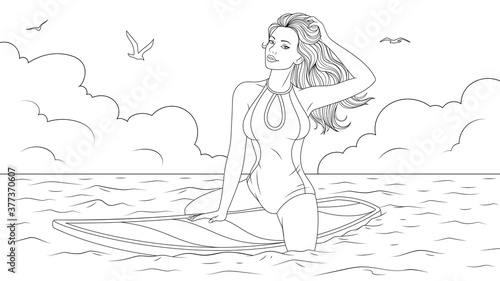 Beautiful girl surfing