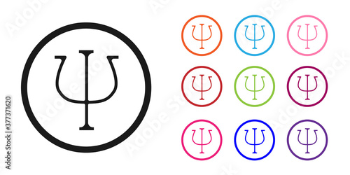 Black Psychology icon isolated on white background. Psi symbol. Mental health concept, psychoanalysis analysis and psychotherapy. Set icons colorful. Vector.