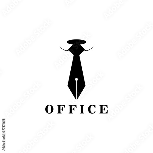 office logo vector illustration of tie and pencil design