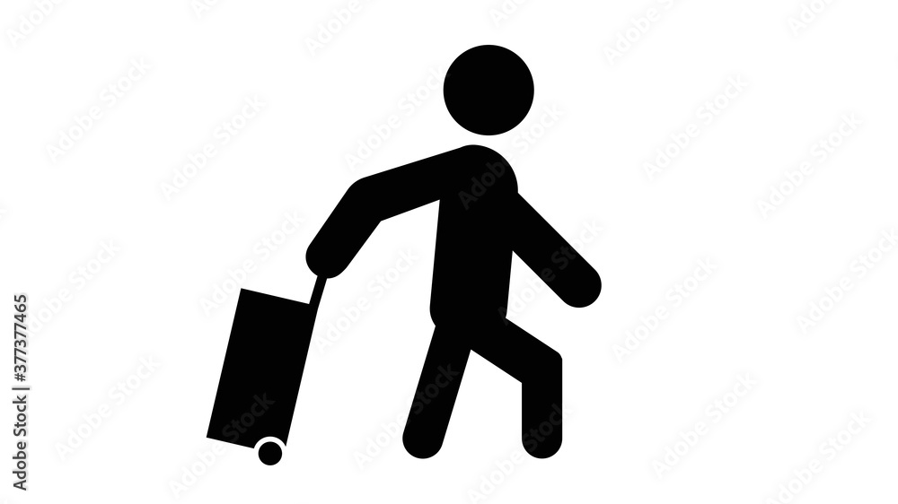 Person pulling carry-on luggage on business travel flat icon for apps and websites Person pulling carry-on luggage on business travel flat icon for apps and websites
