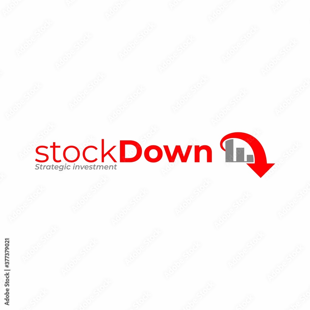 Stock down logo template, Negative bar chart icon, Falling chart vector design, Stock market crash Stock down logo template, Negative bar chart icon, Falling chart vector design, Stock market crash