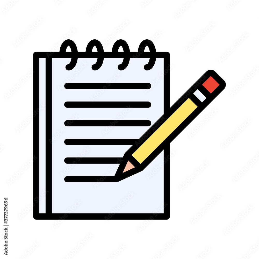 free time related note pad or pages with pencil vector with editable stroke free time related note pad or pages with pencil vector with editable stroke