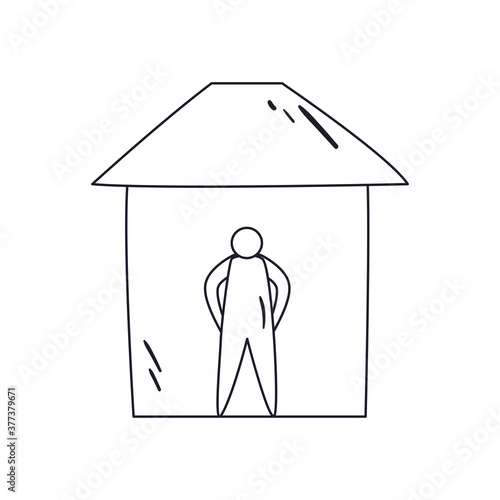 avatar in house line style icon vector design