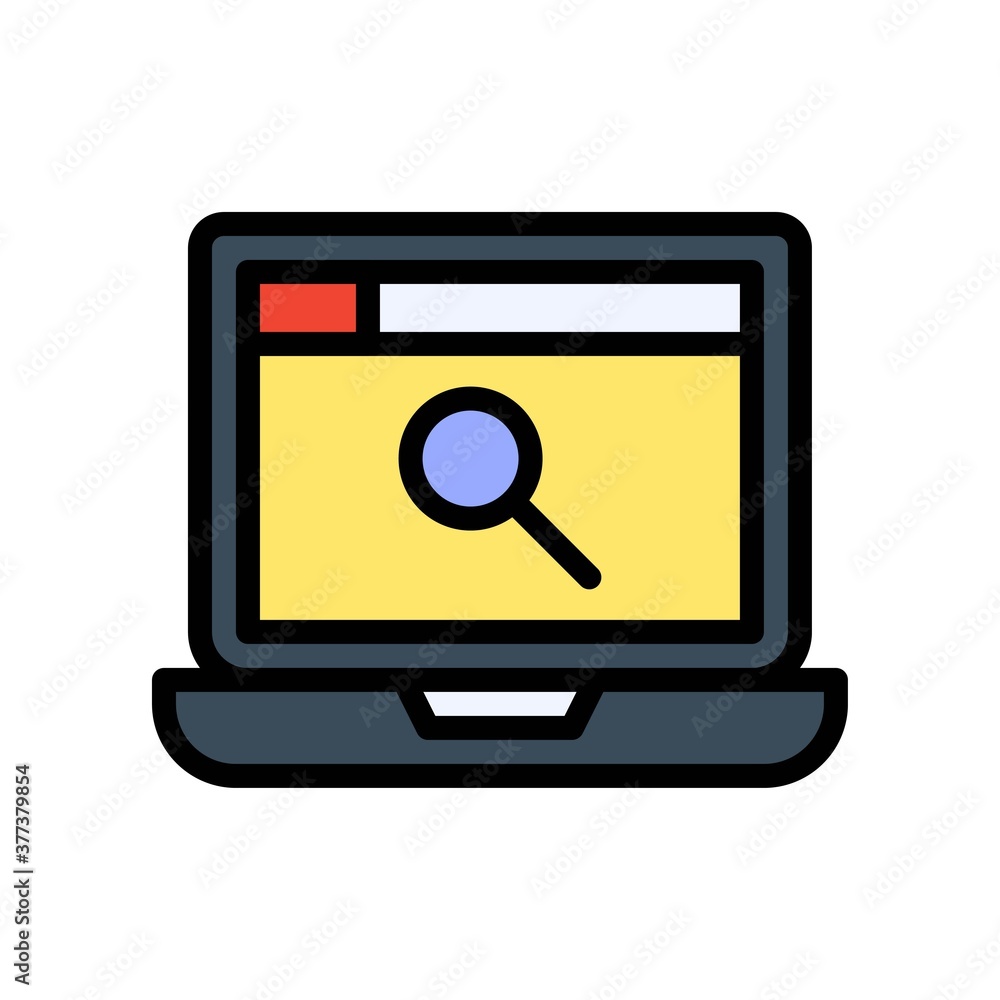 free time related laptop screen with magnifying glass vector with editable stroke free time related laptop screen with magnifying glass vector with editable stroke