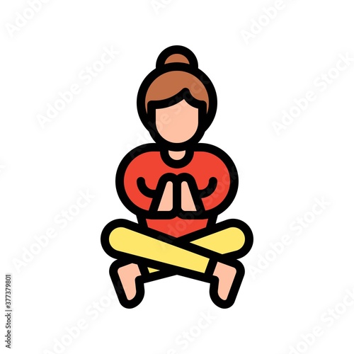 free time girl or character with yoga exercise vector with editable stroke