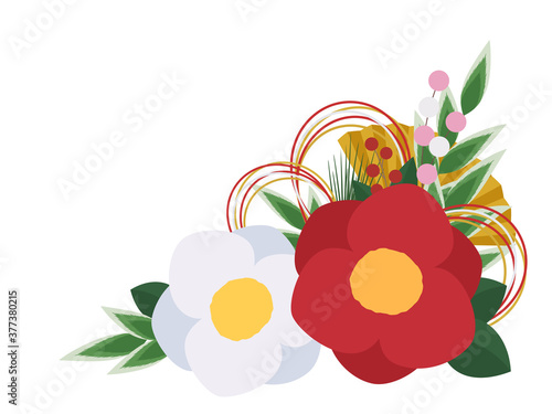 正月飾りのフレーム素材_椿_コーナー