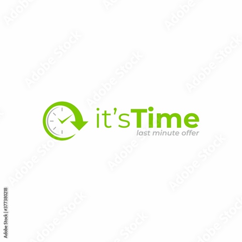 It's time logo template. Clock logo design. Time and watch vector icon. Timer symbol. UI. Web. Logo. Sign. Flat design. App. Stock vector