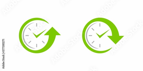 Clock icon. Time and watch vector icon. Timer symbol. Clock with arrow up and arrow down. UI. Web. Logo. Sign. Flat design. App. Stock vector