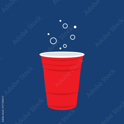 Red beer cup. Cup vector. symbol. free space for text. wallpaper.