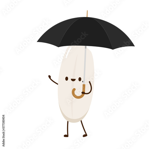 Rice character design. rice vector on white background. rice seed. umbrella vector. photo