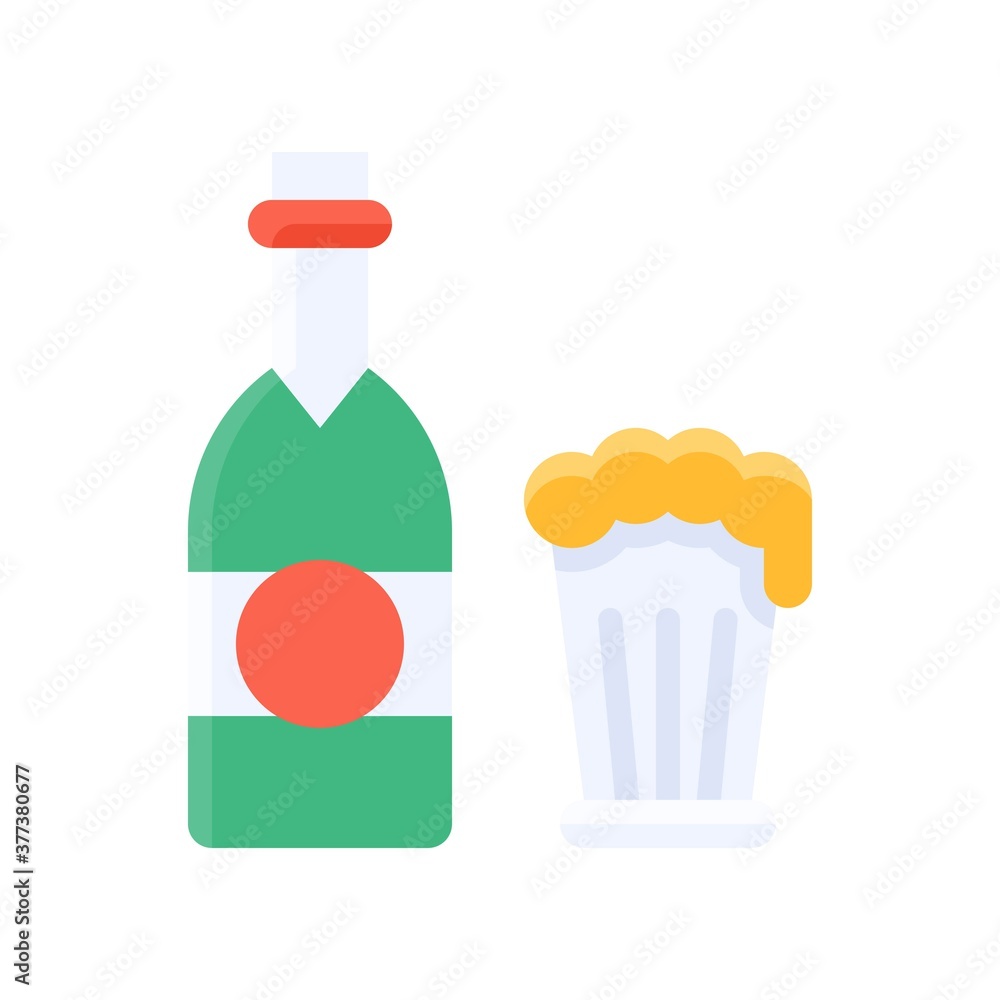 free time related wine bottle with wine in glass vector in flat style, free time related wine bottle with wine in glass vector in flat style,