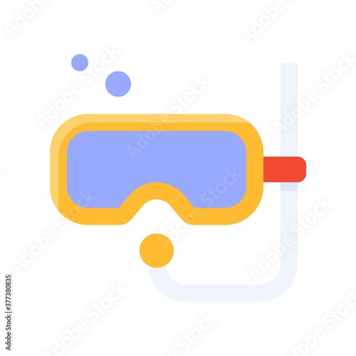 free time related water glasses with breathing pipe vector in flat style,