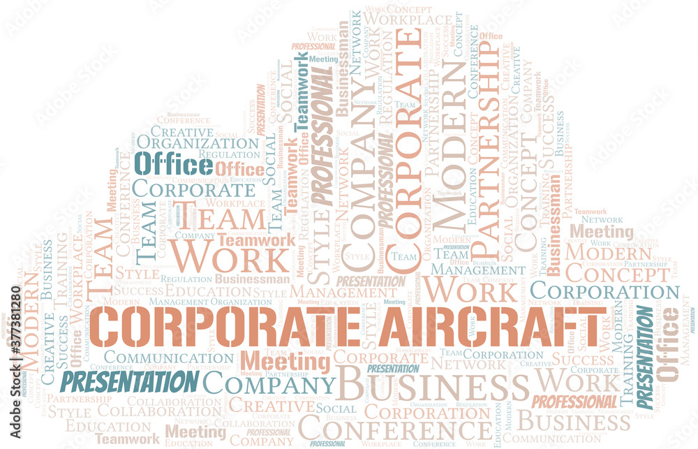 Corporate Aircraft vector word cloud, made with text only.