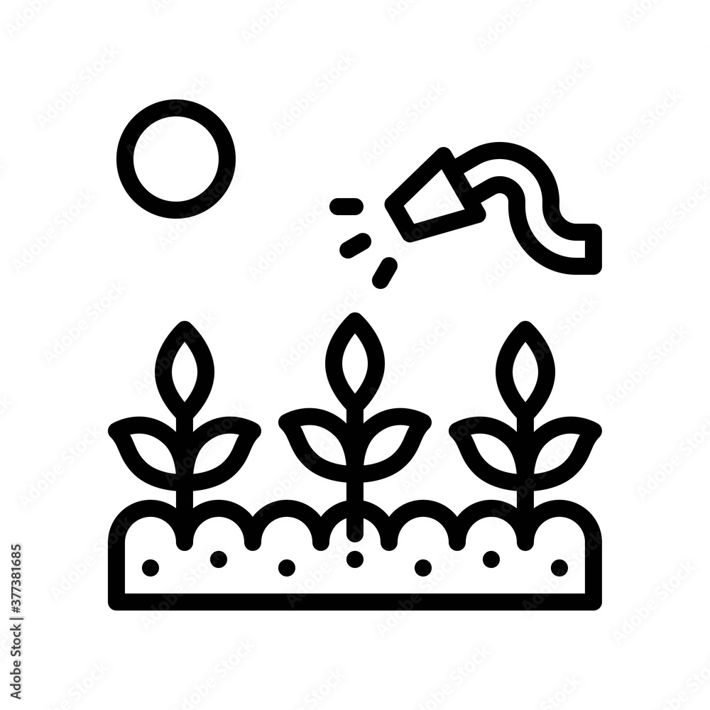 free time related flowers with water pipe and sun vector in lineal style,