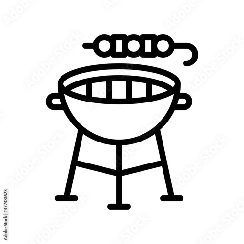 free time related tiky kabab with gril and stand vector in lineal style,