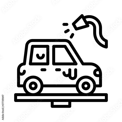 free time related car wash with water pipe and stand vector in lineal style,