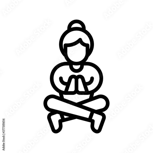free time related girl or character with yoga exercise vector in lineal style,