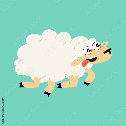Cute funny sheep cartoon il...