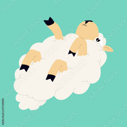 Cute funny sheep cartoon il...