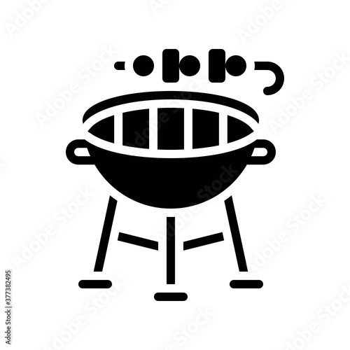 free time related tiky kabab with gril and stand vector in solid design,