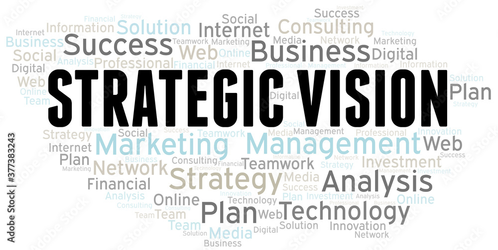 Strategic Vision word cloud create with text only.