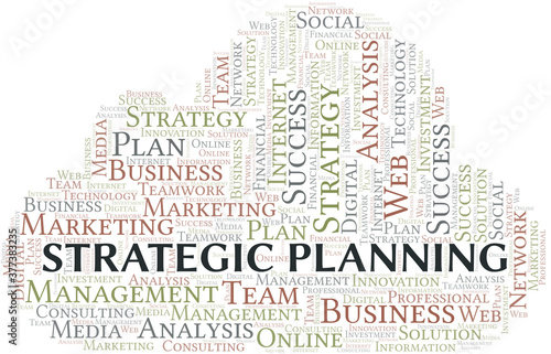 Strategic Planning word cloud create with text only.
