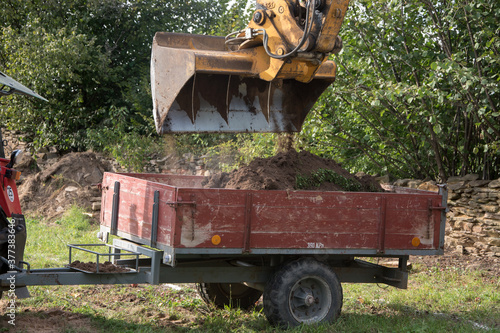 demarcation of a new building on topsoil before the construction of a family house begins photo