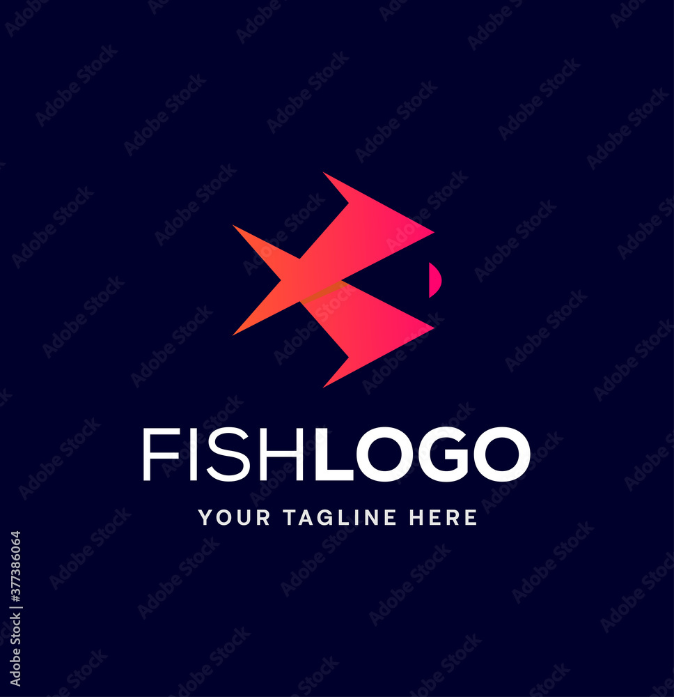 Modern Fish Seafood Logo Design Template Stock Vector.