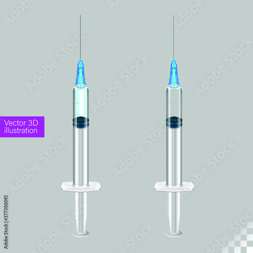 3D vector illustration Syringe isolated on grey background