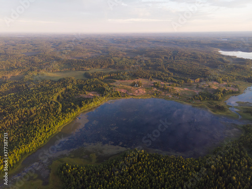 Kenozersky National Park. Porzhensky lake and Porzhensky churchyard. Russia, Arkhangelsk region, Plesetsk district photo