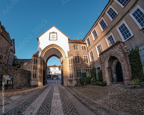 WIde angle fisheye shot of the rear of Erpingham Gate in the city of Norwich, Norfolk © yackers1