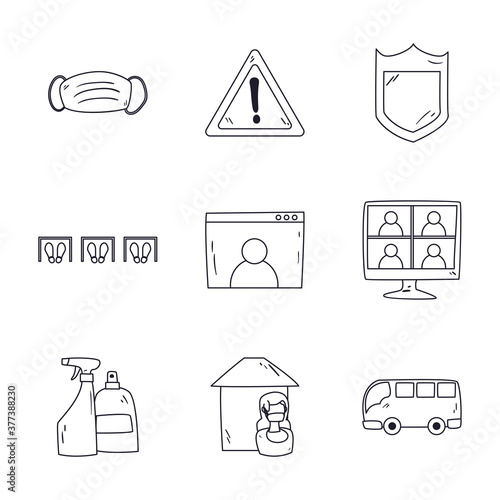 New normality line style icons collection vector design