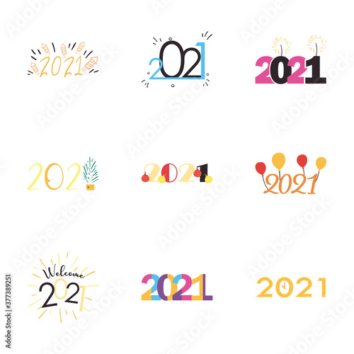 2021 flat style icons collection vector design